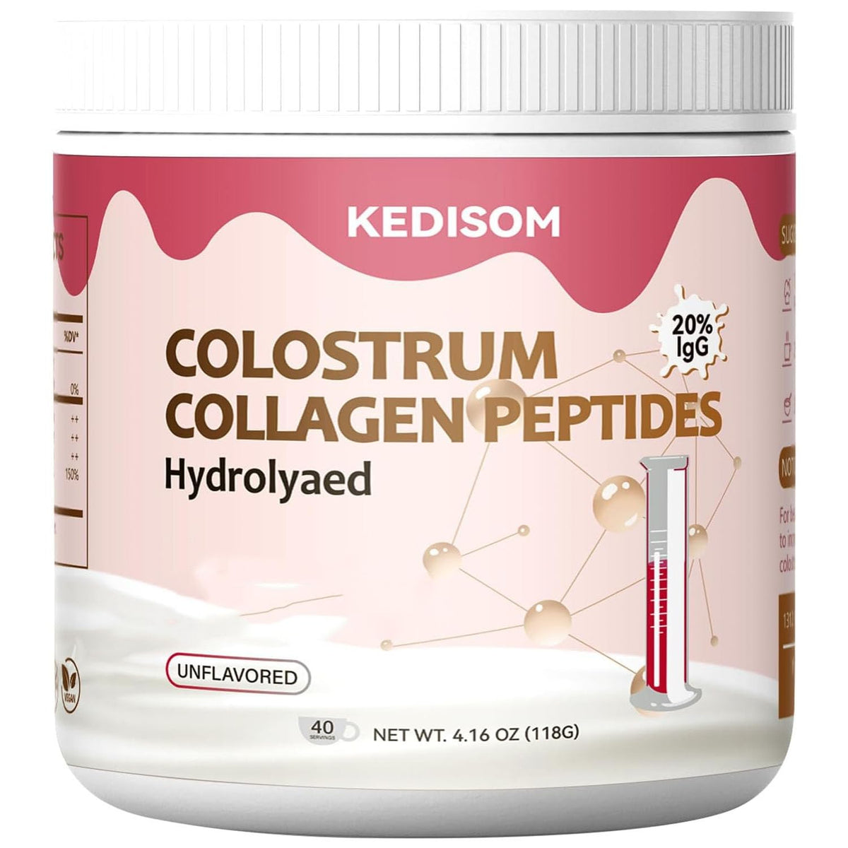 KEDISOM Colostrum Powder bottle shows a clean, versatile supplement for daily gut support.