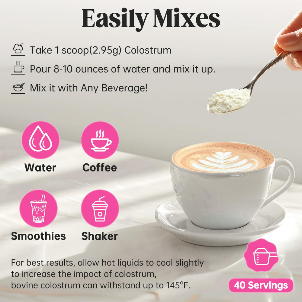 KEDISOM Colostrum Powder label communicates ingredients and usage for everyday wellness.
