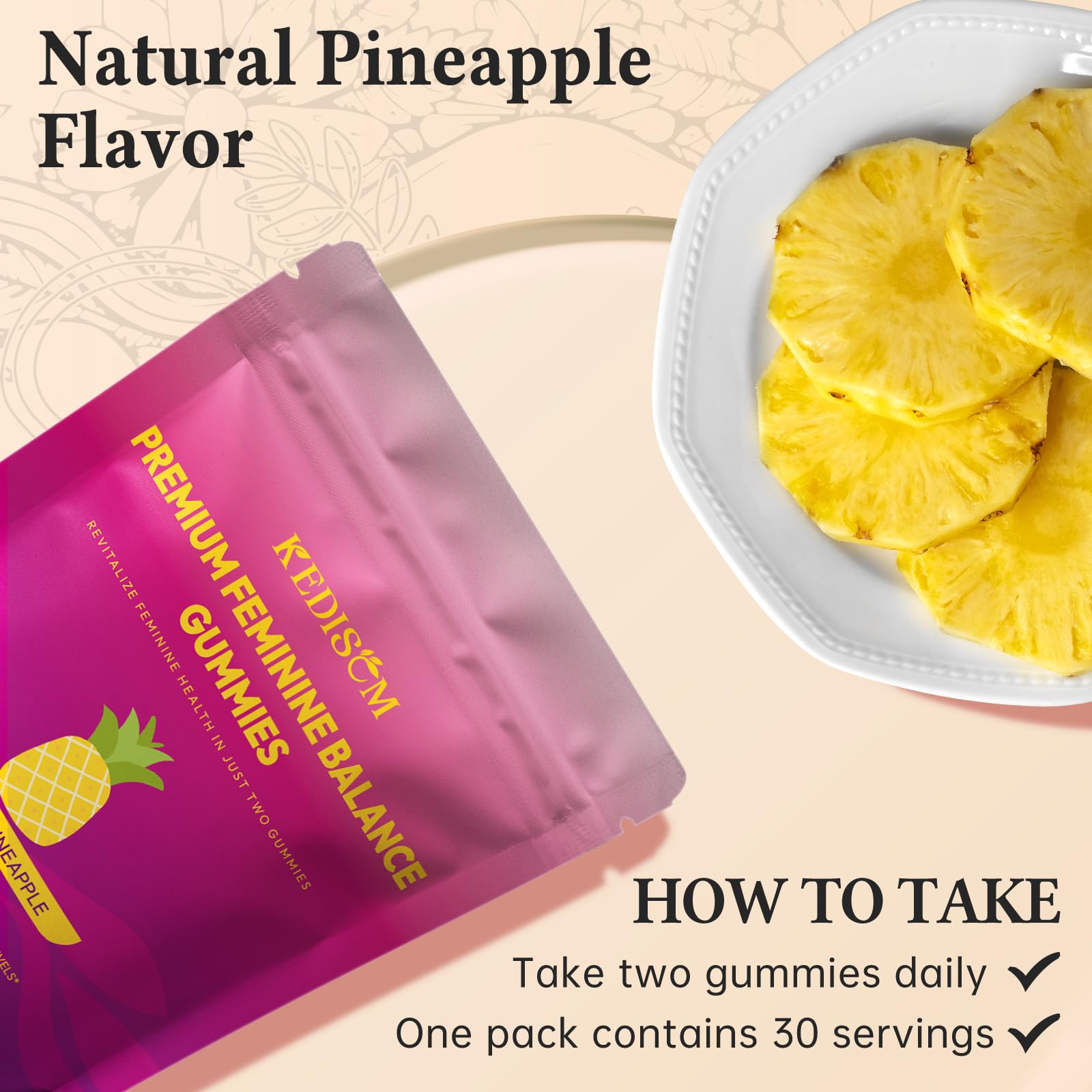 KEDISOM daily wellness routine with gummies, convenient tropical health support
