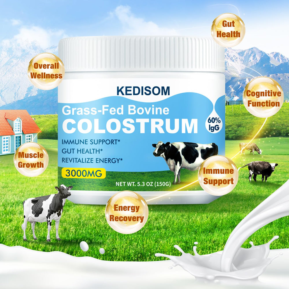 KEDISOM IgG-rich colostrum highlights immune-supporting bioactives.