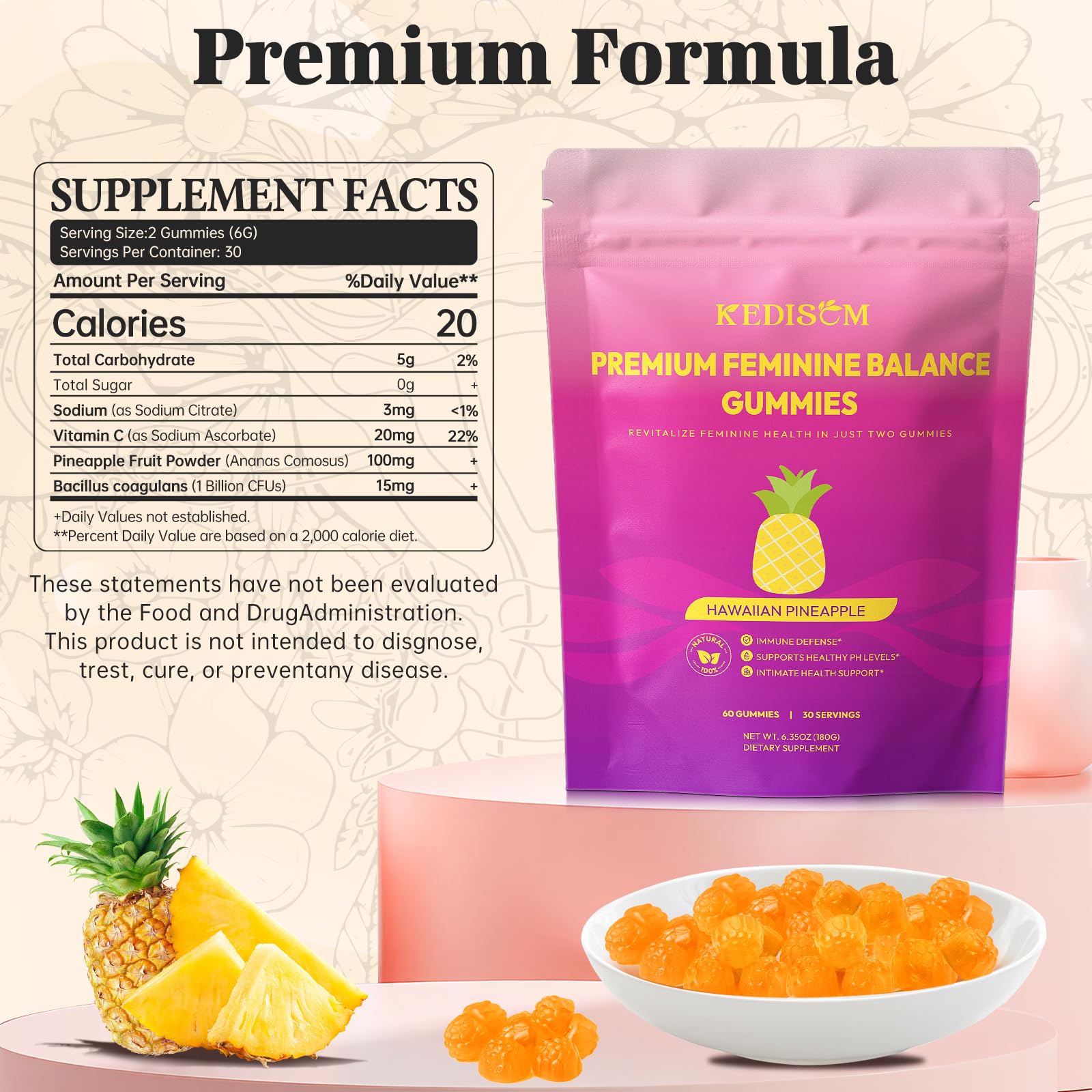 KEDISOM two-gummies daily dose visual, easy integration into routines