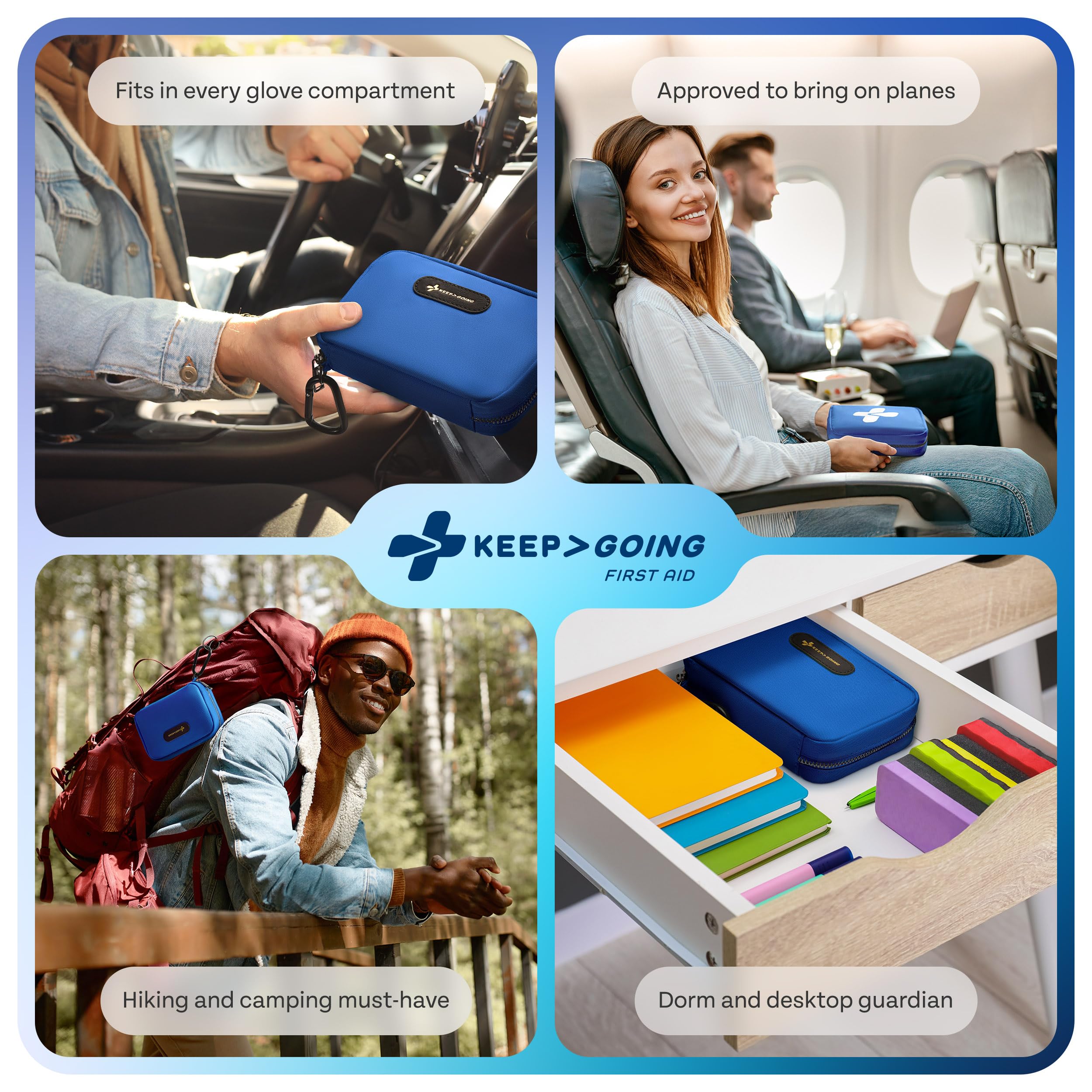 KEEP>GOING travel first aid kit home and outdoors use ready.