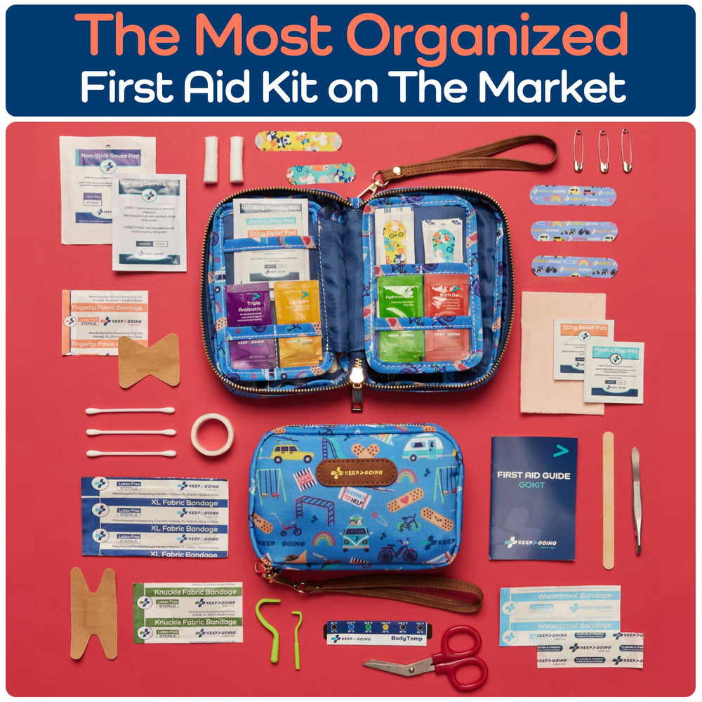 KEEP>GOING stain- and water-resistant case protects contents