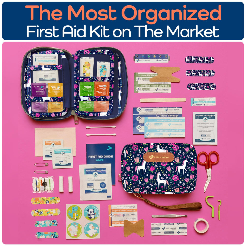 KeepGoing kit fits in diaper bag for family outings and on-the-go care.