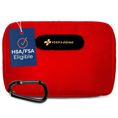 KeepGoing travel first aid kit front view ready for emergencies