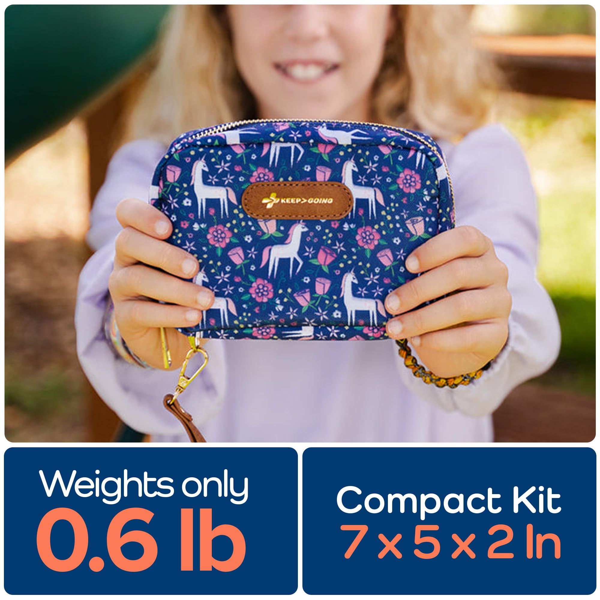 KeepGoing compact kit fits purse or backpack for quick access.