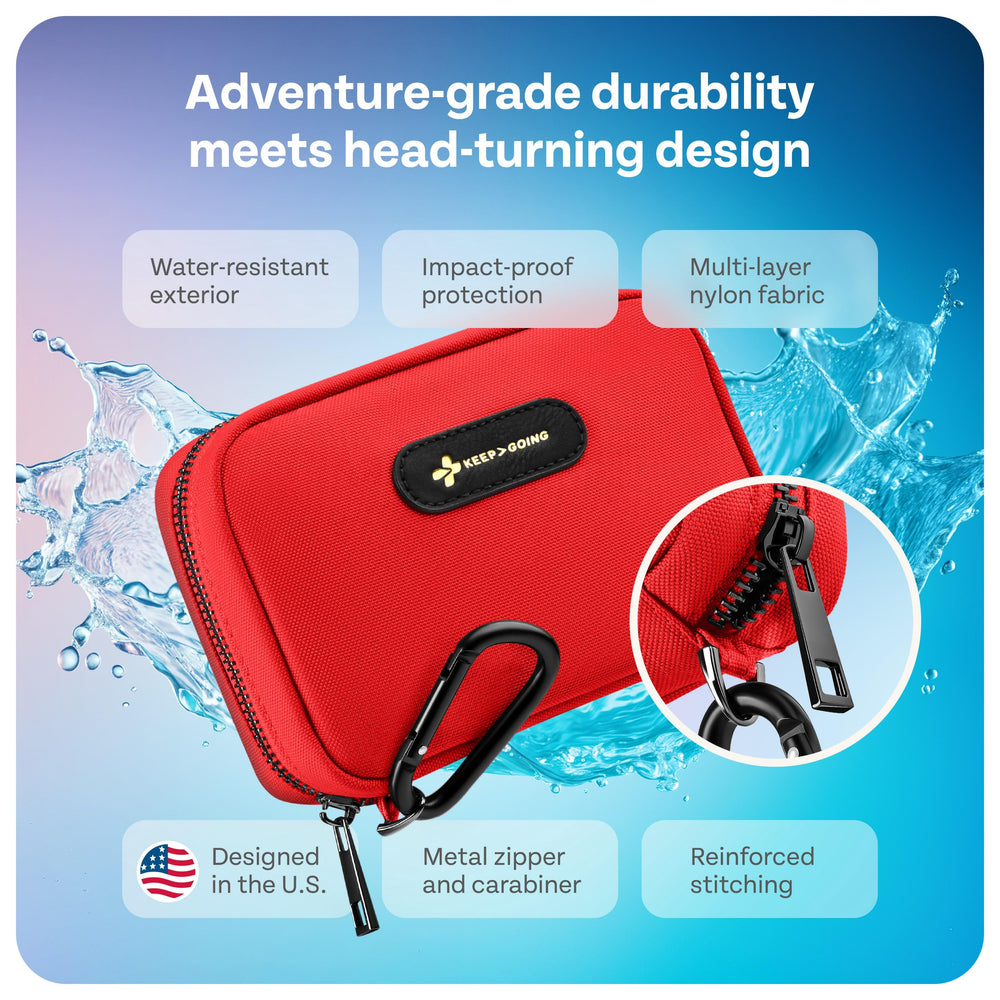 KeepGoing travel first aid kit water-resistant case protects supplies