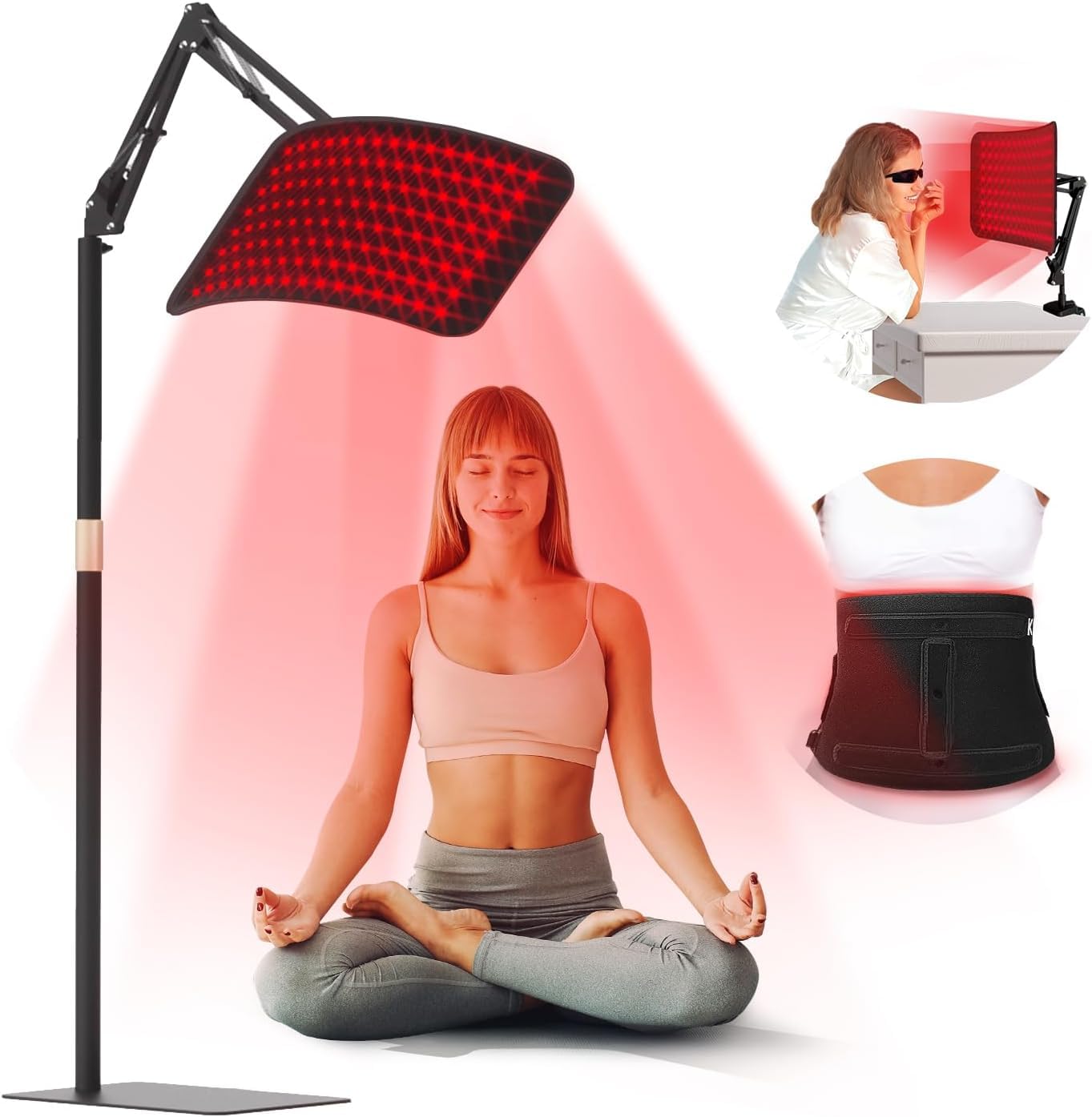 KEHU red light therapy panel on stand for convenient home sessions