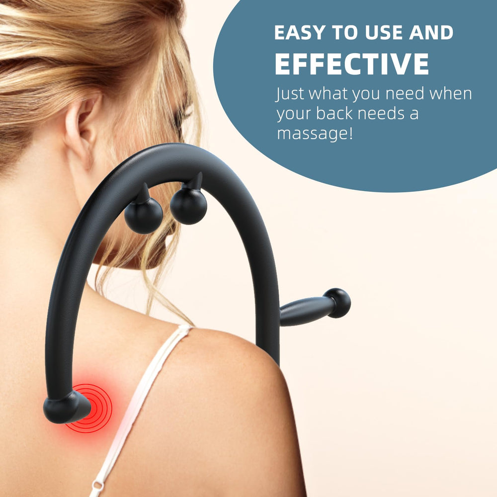 KEINE MARKE deep-tissue massage cane supports neck, shoulders, and lower back relief.