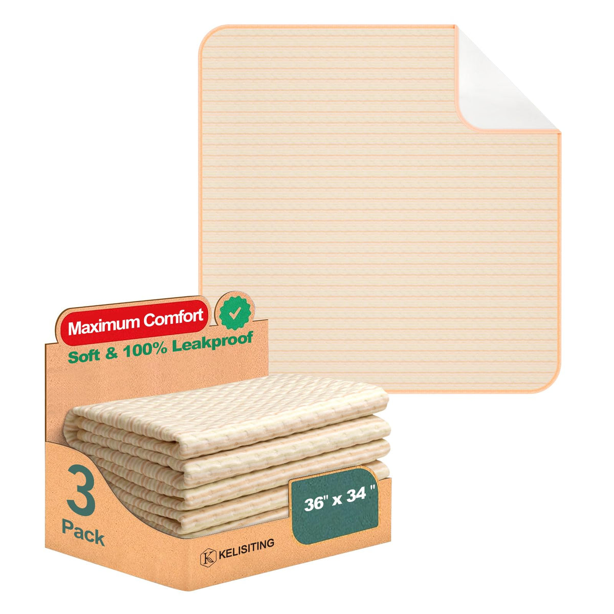 Kelisiting bed pad waterproof 3-pack protecting furniture and easy to clean.