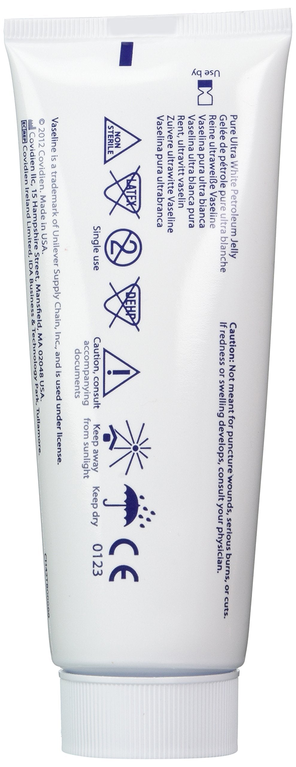 Vaselina Kendall Ultra Blanca con etiqueta Covidien, base lubricante estable para uso tópico.