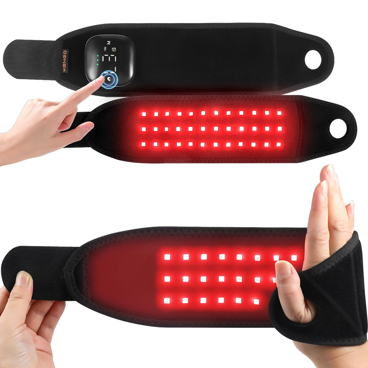 Keneo red light therapy gloves front view for targeted hand comfort.