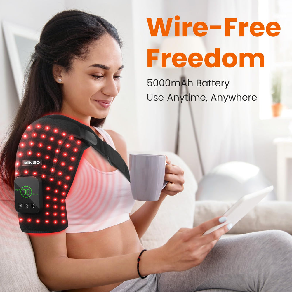 Keneo shoulder wrap back view showing adjustable fit for secure, comfortable wear.