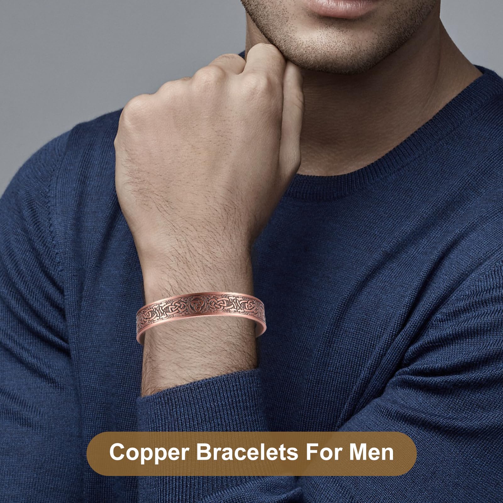 KENLANO copper bracelet six magnets visible for broad magnetic field coverage.
