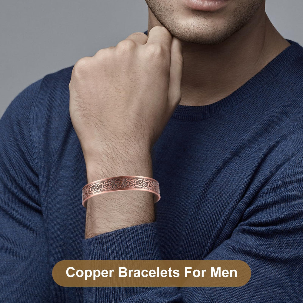KENLANO copper bracelet six magnets visible for broad magnetic field coverage.