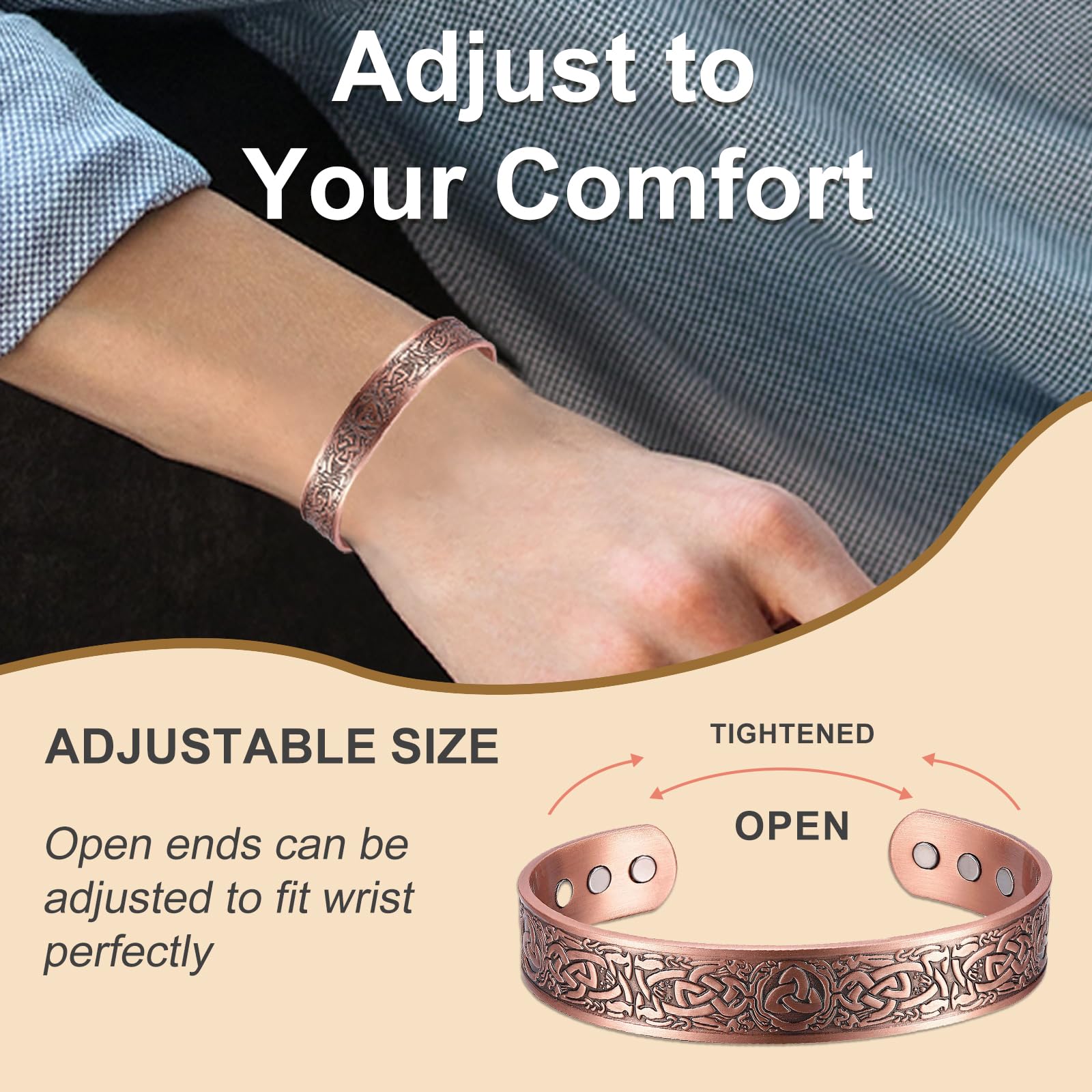 KENLANO copper bracelet during gym or office wear showing lightweight durability.