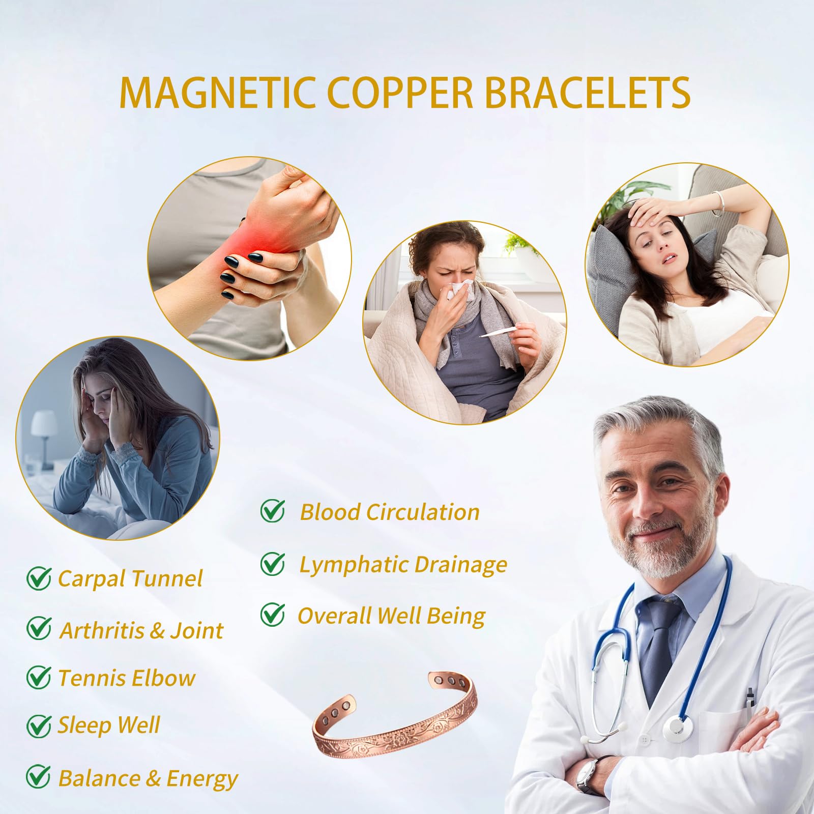 KENLANO minimalist copper bracelet worn with a watch for daily style