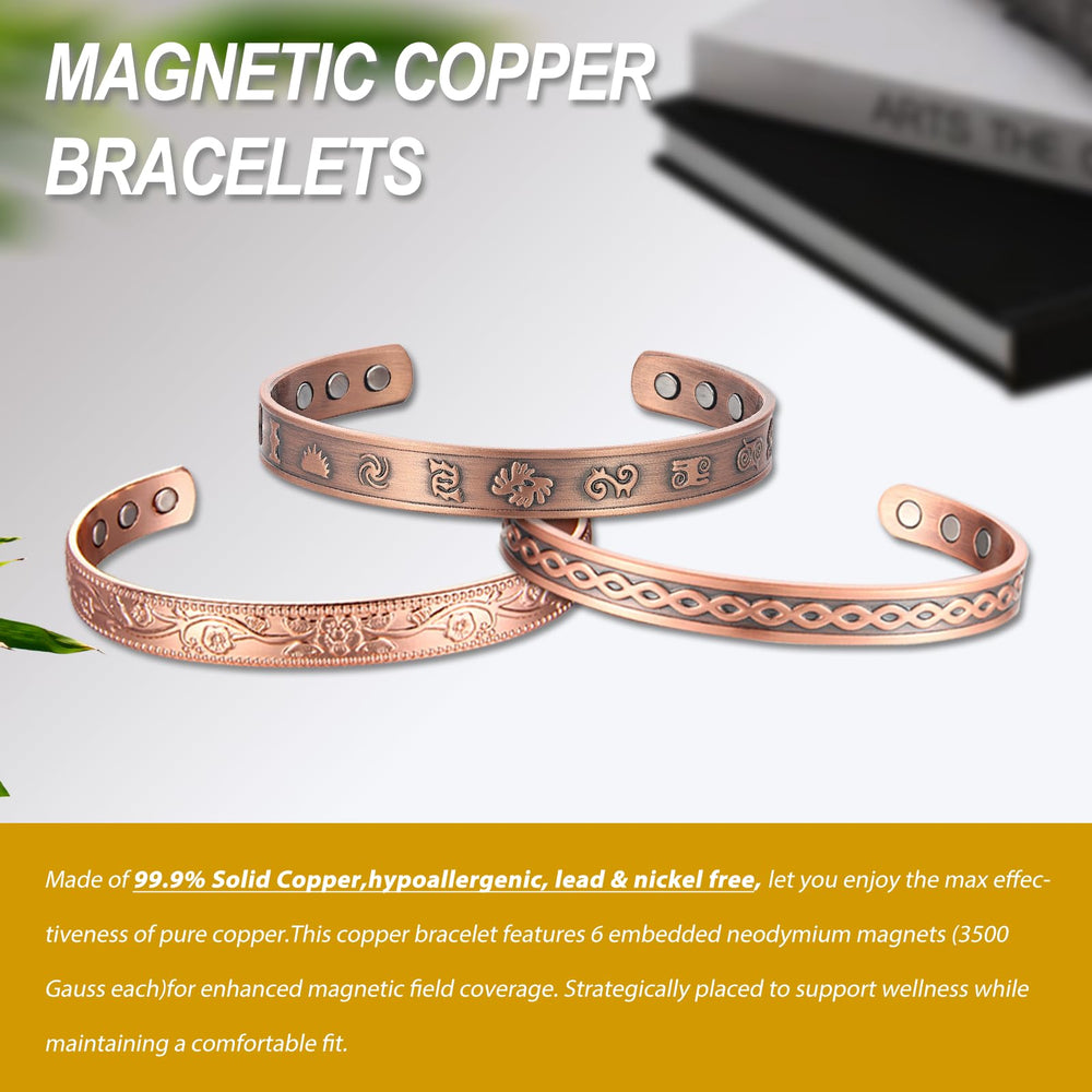 KENLANO open-end copper bracelet adjustable for a comfortable fit