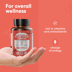 KeosPharma Blood Sugar Complex bottle showing magnesium for daily energy balance.