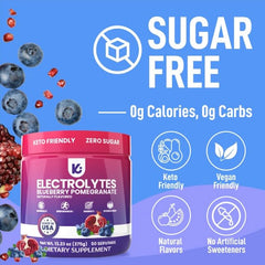 Keppi Electrolytes blueberry pomegranate glass showcases flavor hydration after workouts.
