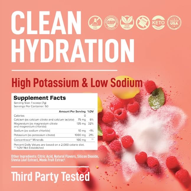 Keppi Raspberry Lemonade powder label close-up showing clean, keto-friendly ingredients.