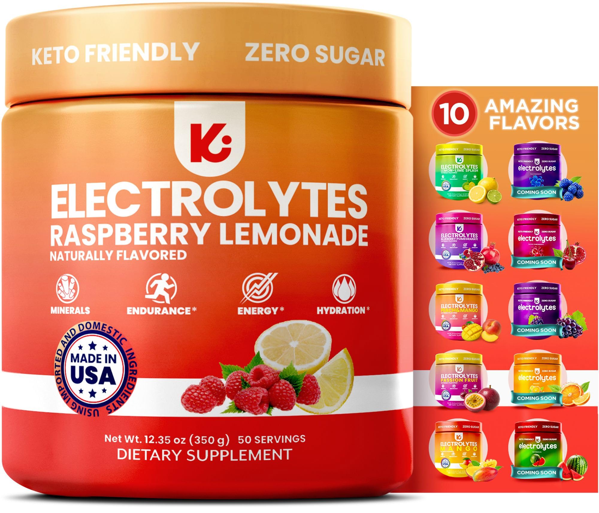 Keppi Raspberry Lemonade electrolytes tub close-up for on-the-go hydration during workouts.
