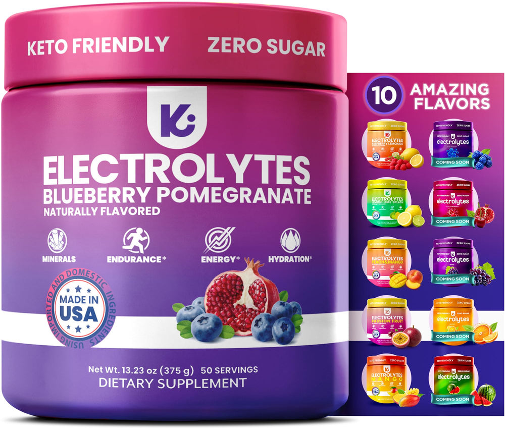 Keppi Electrolytes powder tub front view for zero sugar daily hydration.