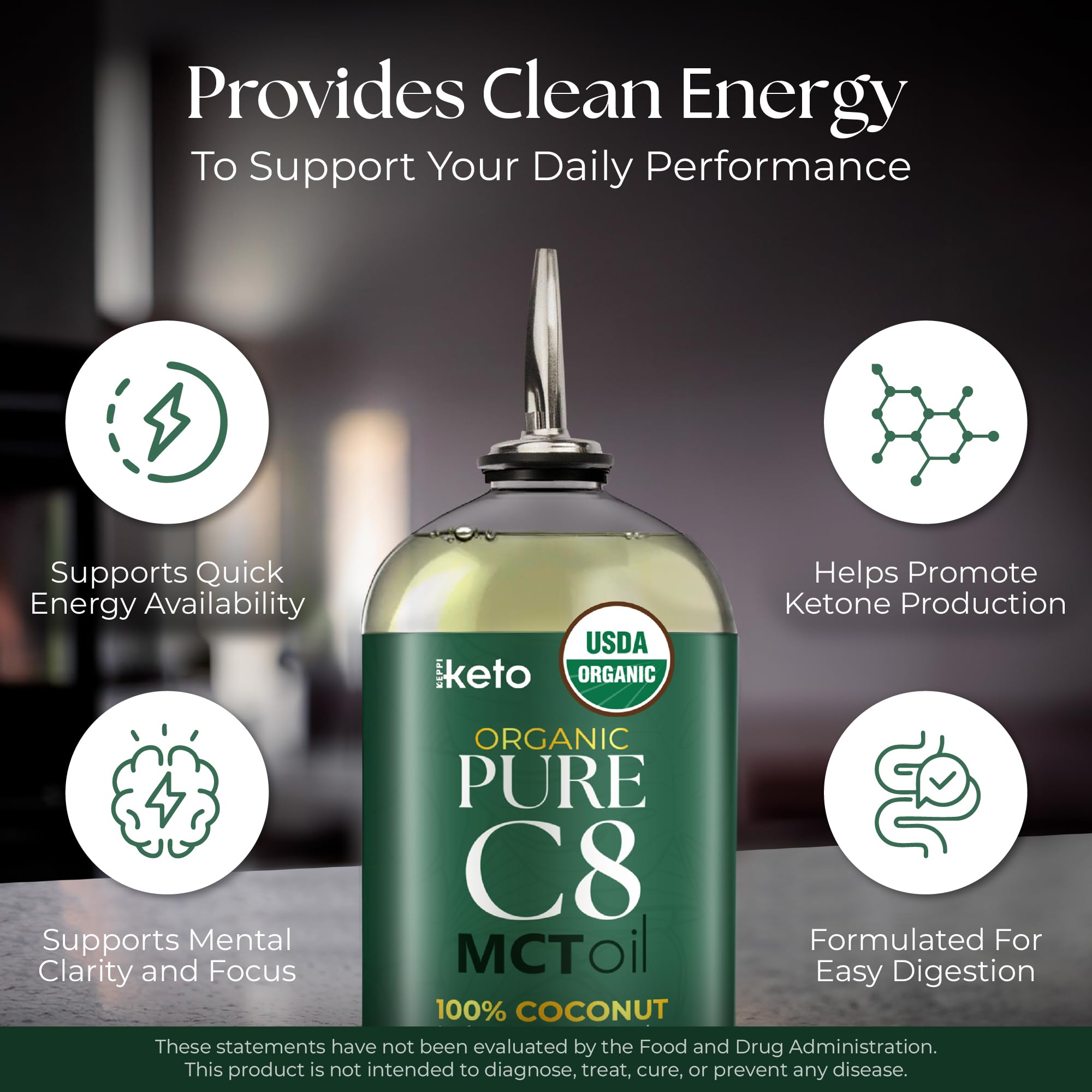 Keppi Organic MCT Oil ingredients panel confirms 100% pure coconut oil