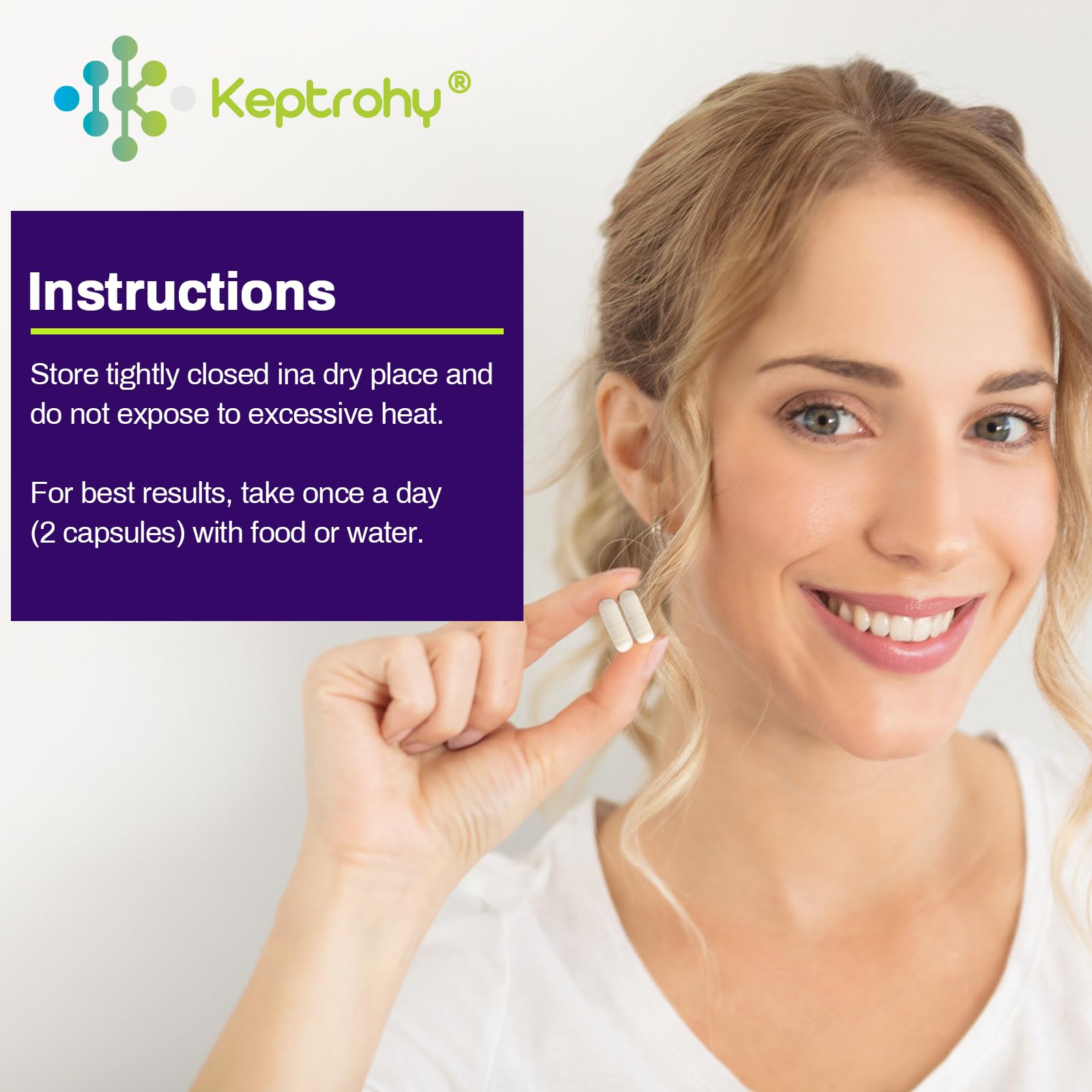 Shelf-stable Keptrohy bottle stored in a cool, dry place.
