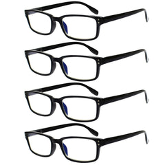 Kerecsen 4-pack black reading glasses with spring hinges for everyday wear