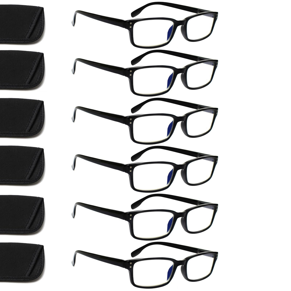 Kerecsen 6-pack reading glasses front view with blue light protection for screen time.