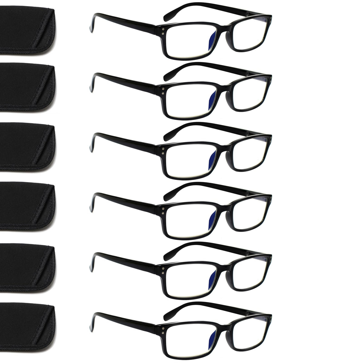 Kerecsen 6-pack reading glasses front view with blue light protection for screen time.