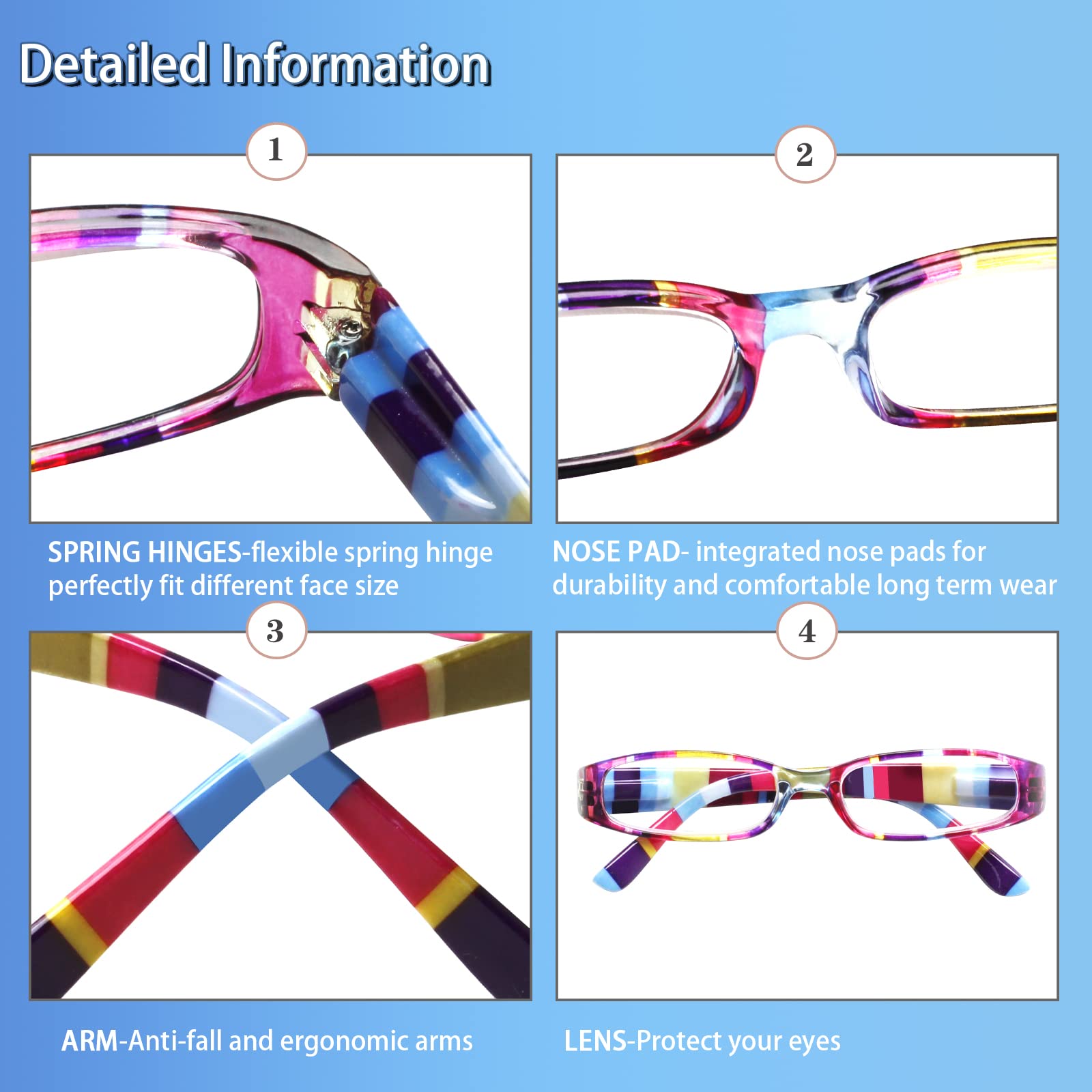 Kerecsen reading glasses nose pad detail, secure fit during long reading sessions.