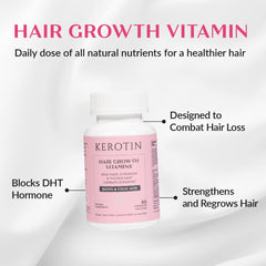 Kerotin Biotin Supplement pills close-up emphasizes support for healthier follicles.