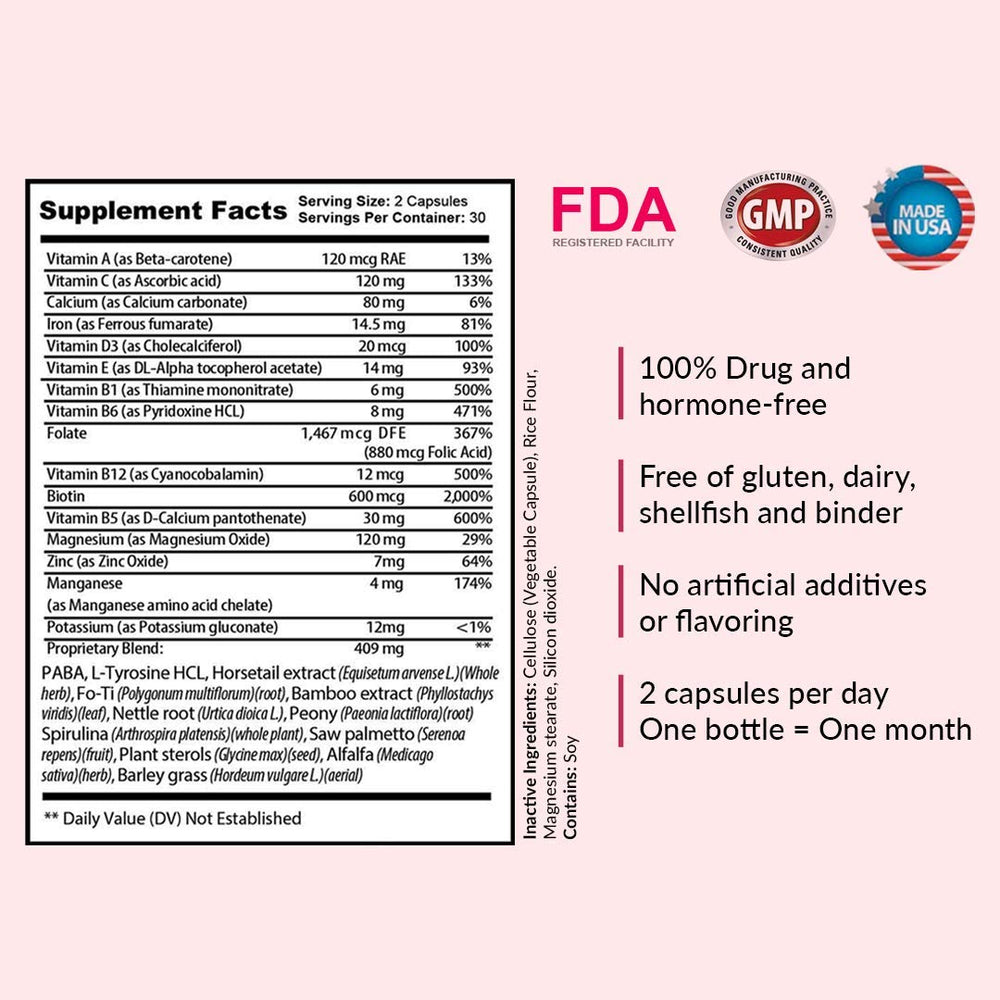 Kerotin Saw Palmetto DHT blocker formula in pack shows natural hair support.