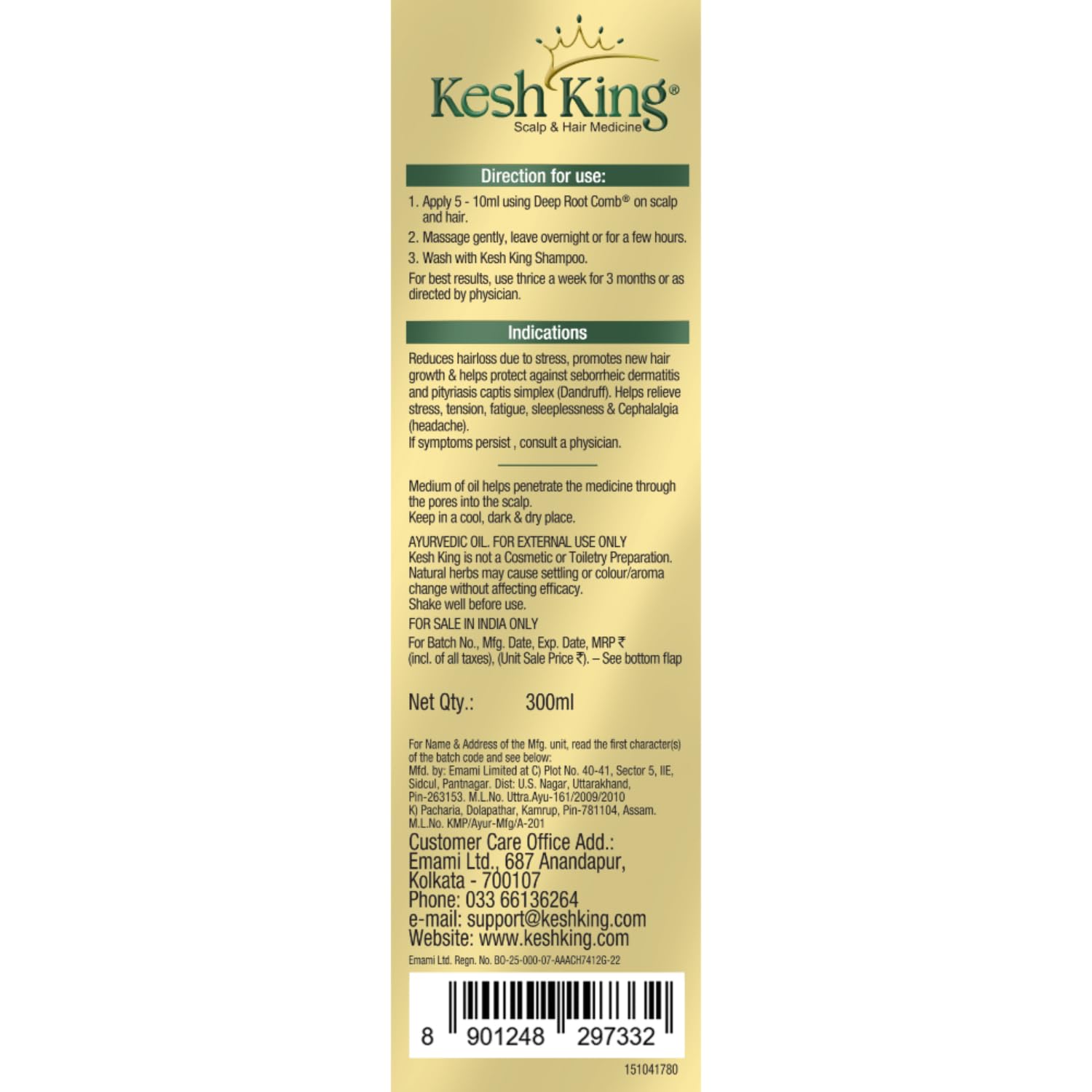 Kesh King bottle and packaging highlight herbal formulation and traditional care.
