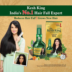 KESH KING applying oil to scalp to illustrate massage technique.