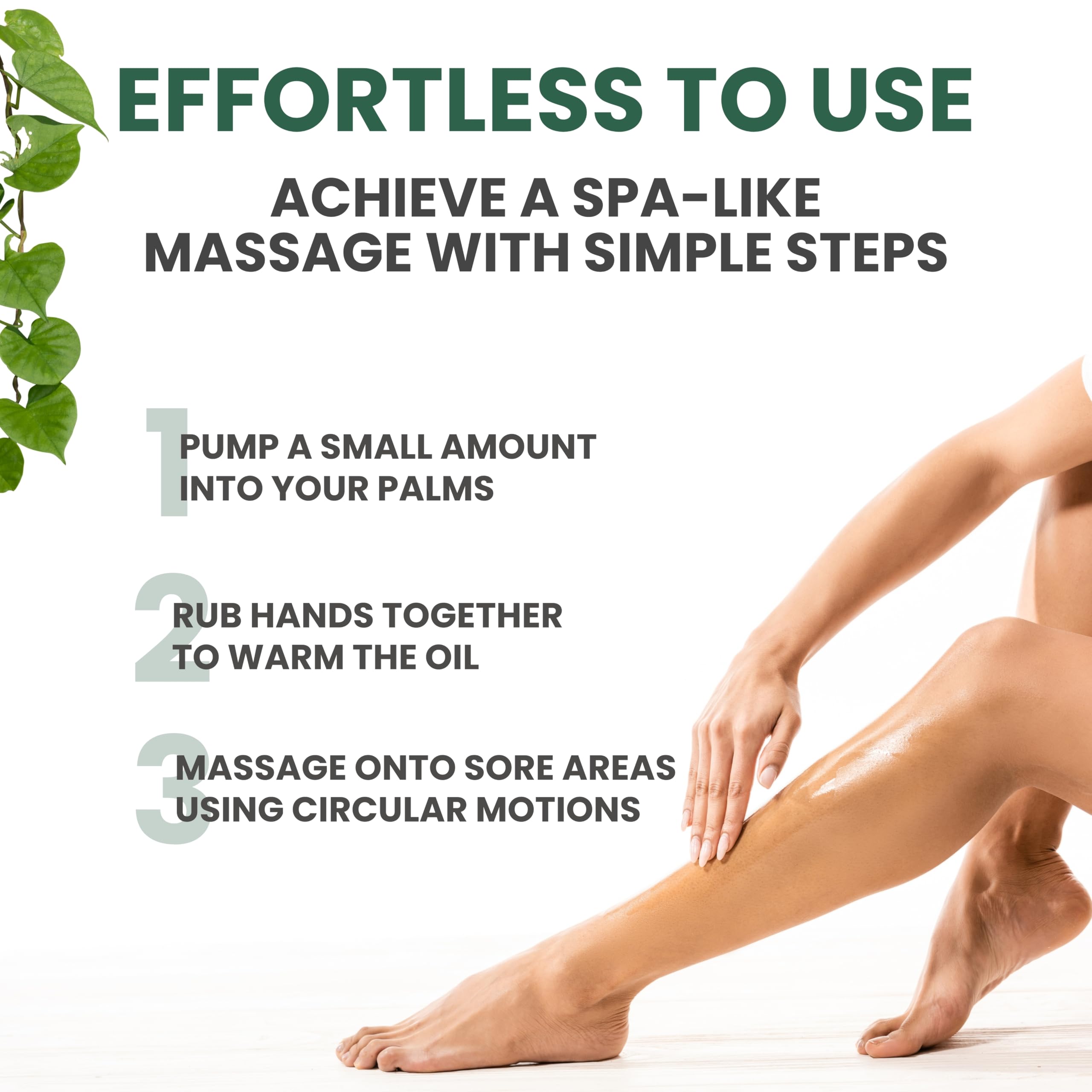 KESMEDIK Sore Muscle Massage Oil hand application for smooth spreading.