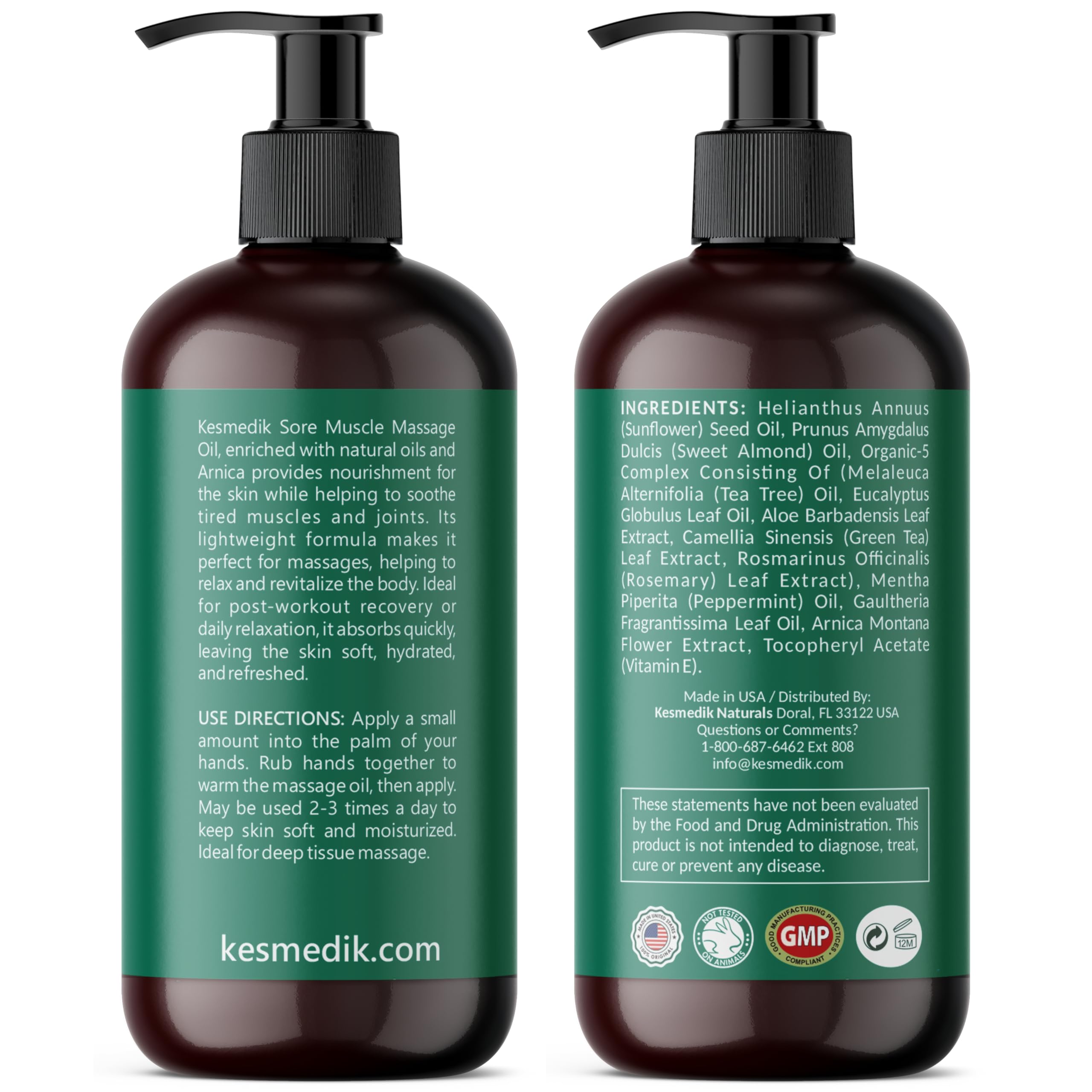 KESMEDIK Sore Muscle Massage Oil professional spa setup for client relief.