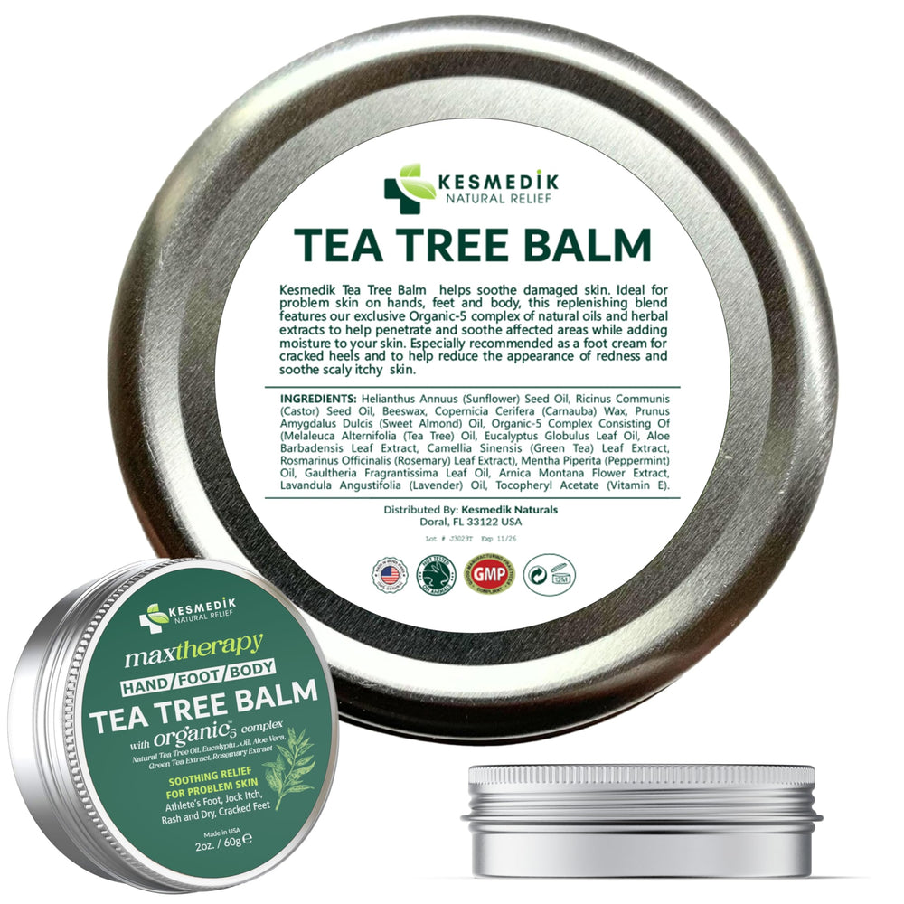 Home-use scene with KESMEDIK Balm demonstrates versatile daily skincare routine.