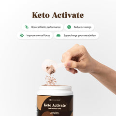 Keto Activate powder mixed in water in a glass for ketone boost.