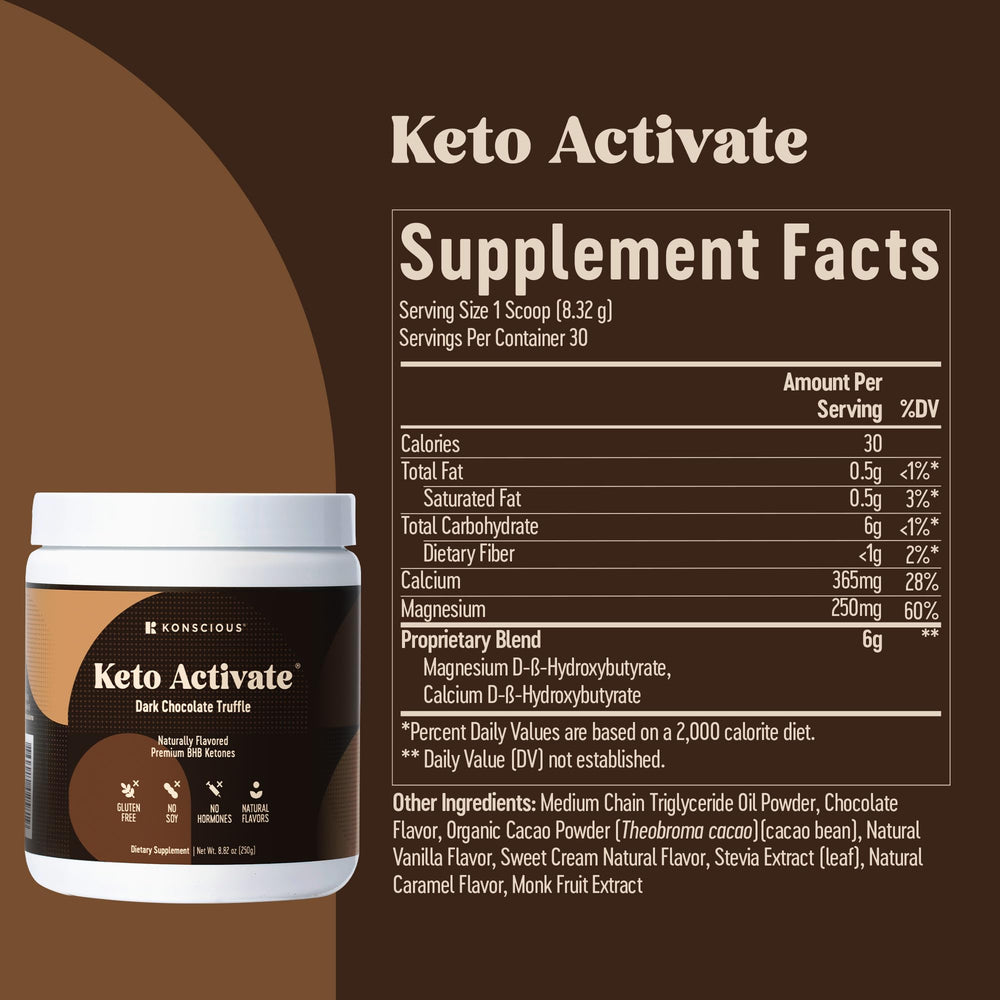 Keto Activate vegan dairy-free formula shown on label to appeal to dietary needs.