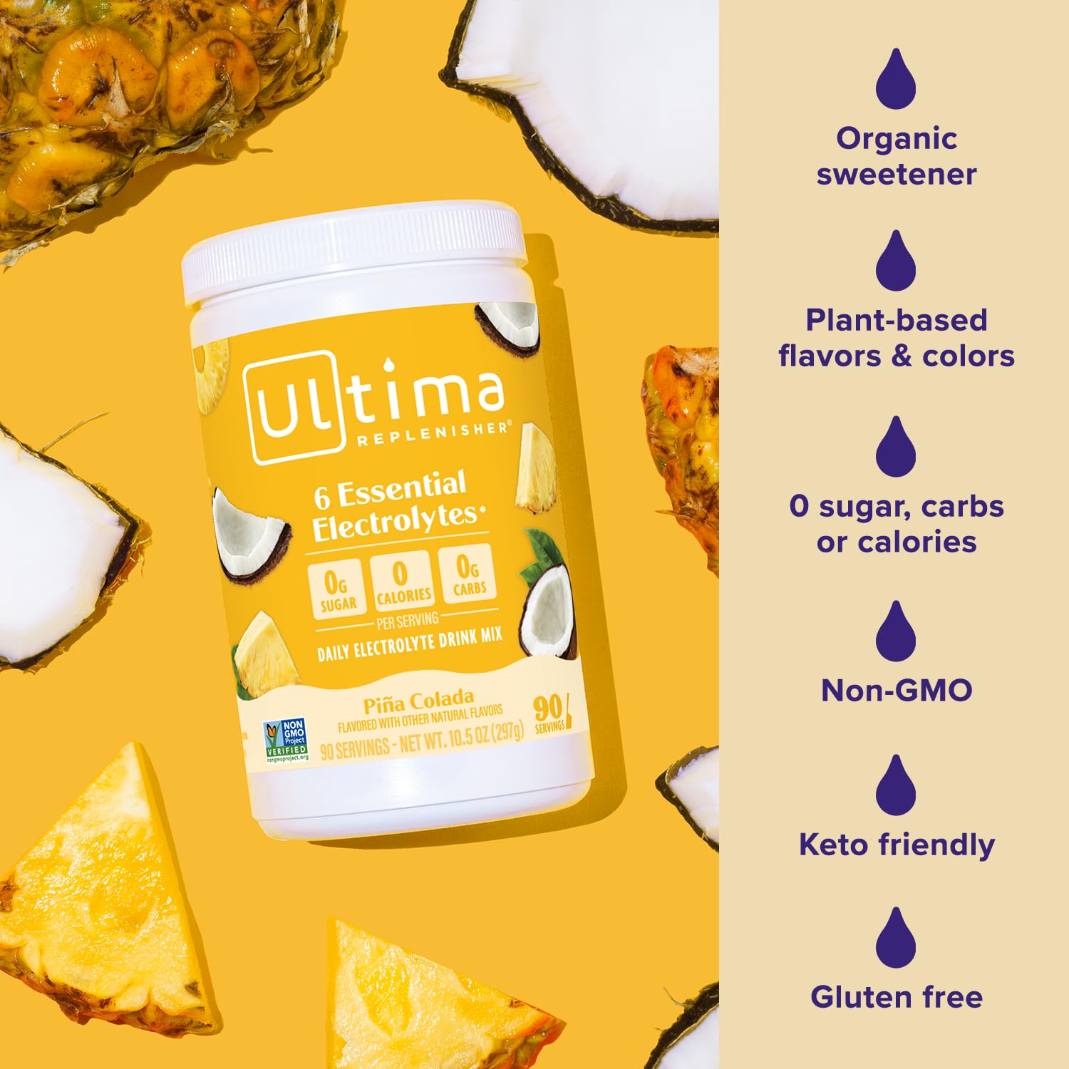 Keto-friendly label on canister emphasizing sugar-free option.