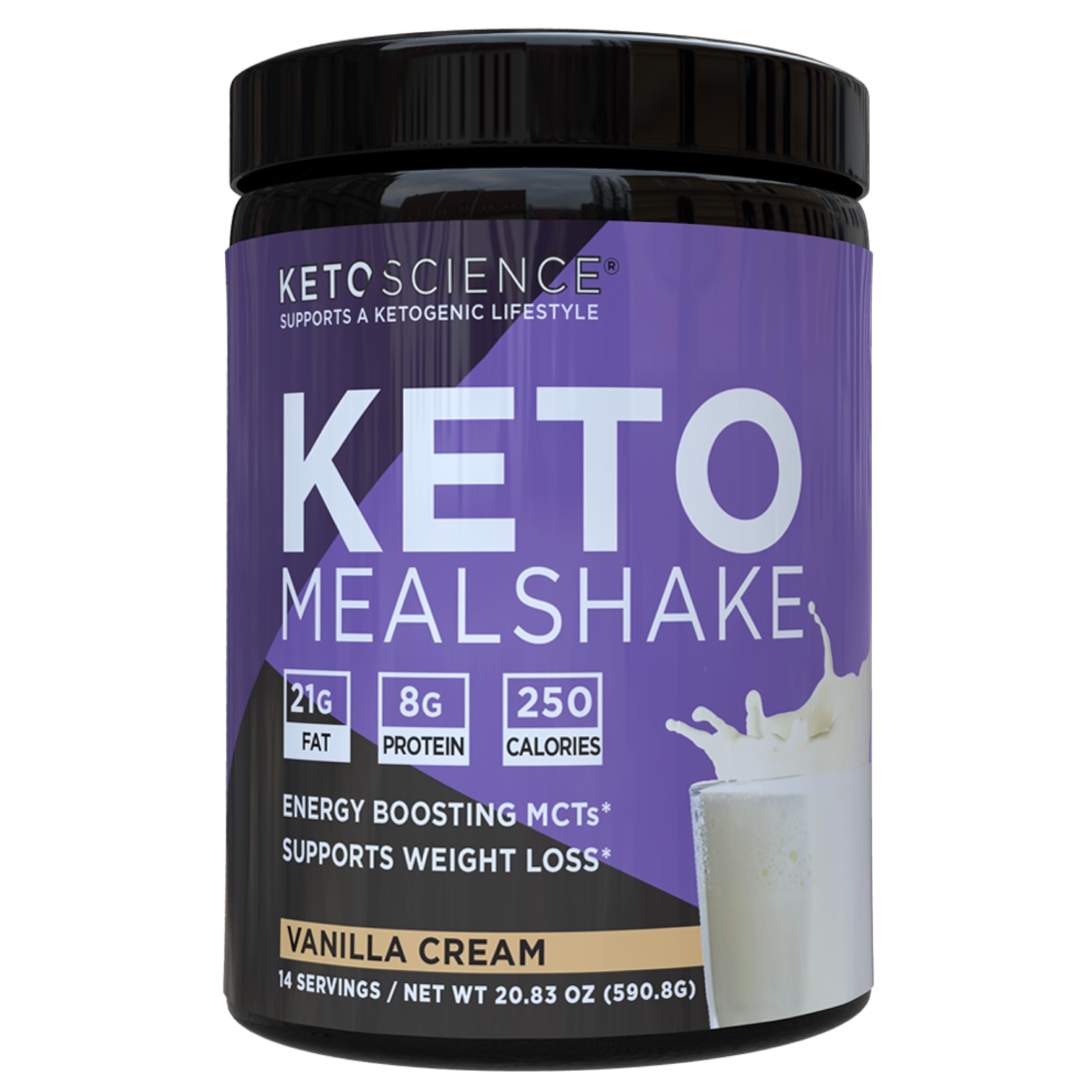 Keto Science Keto Meal Shake vanilla bottle supports on-the-go keto meals.