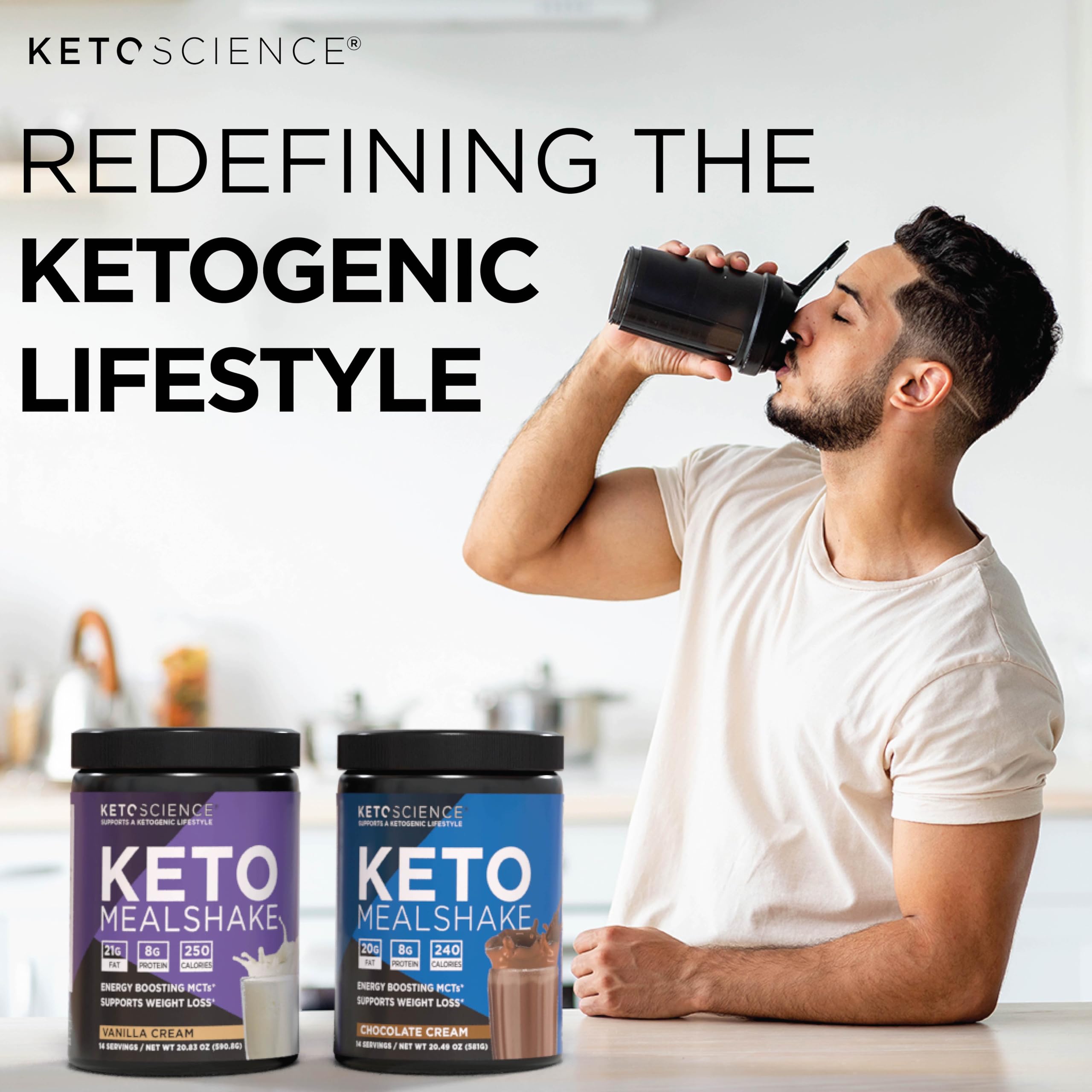 Keto Science Keto Shake Chocolate MCT oil close-up hints at energy-boosting fats