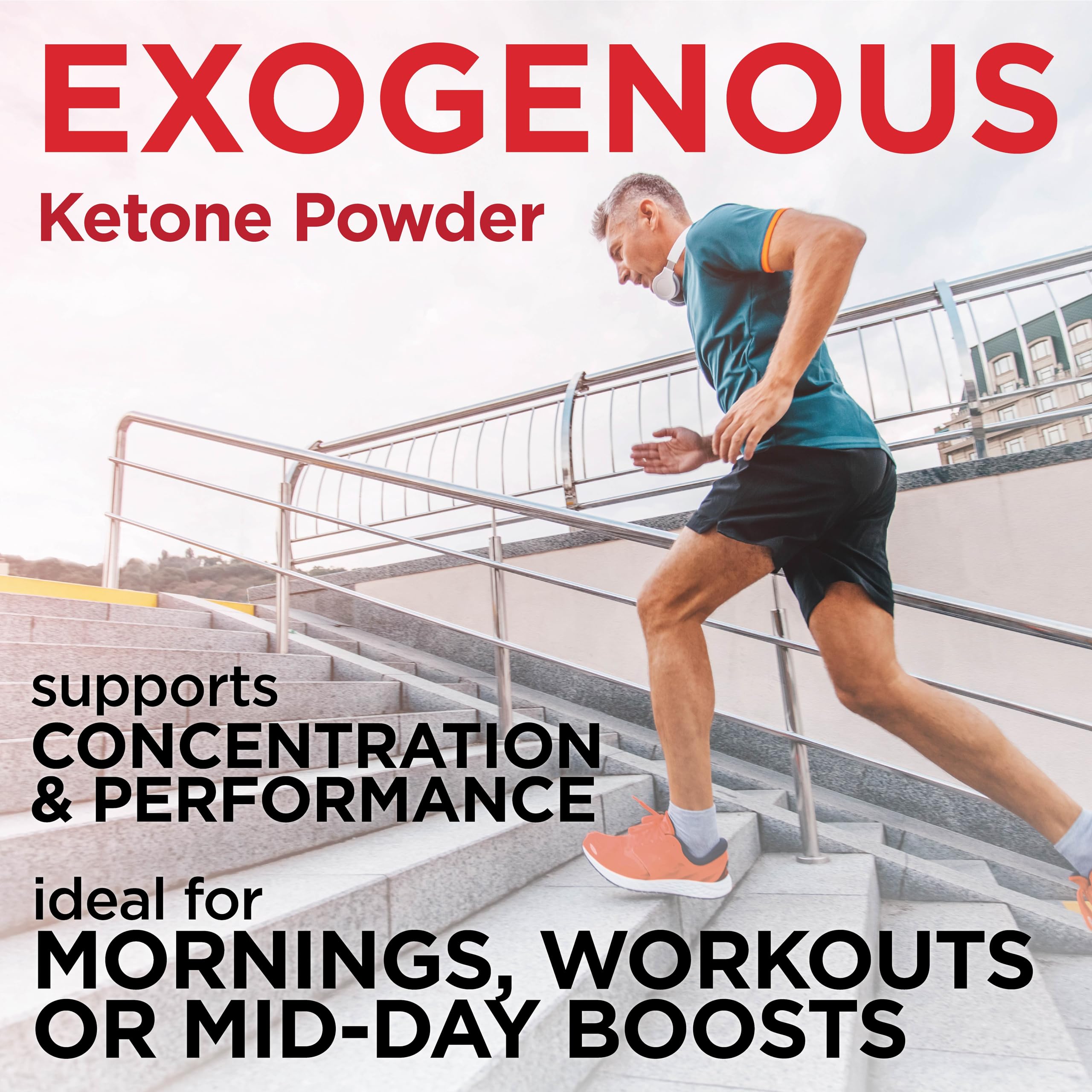 Keto Science Ketones Powder pouring into glass for quick energy