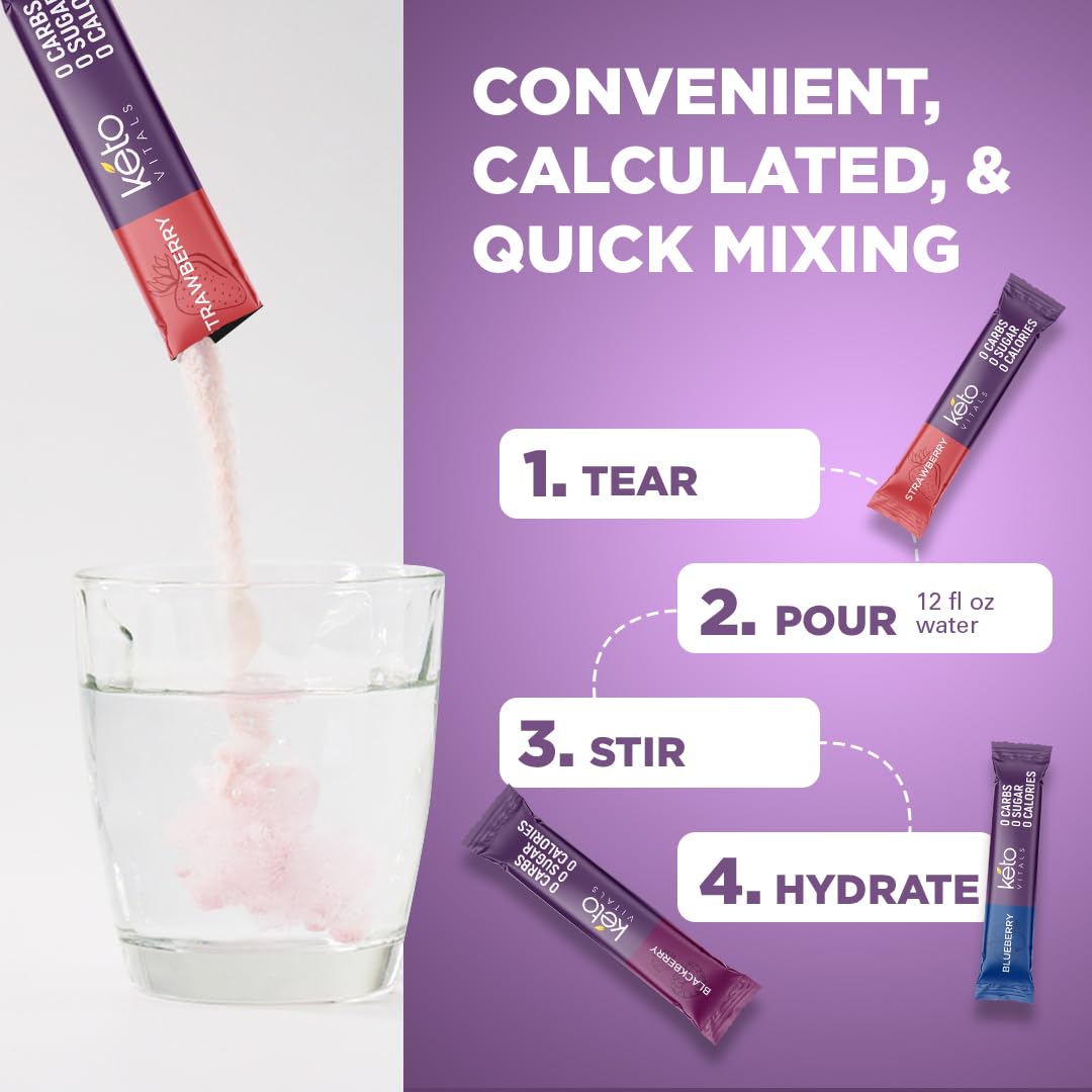 Keto Vitals zero carb formula stickpack 07 for keto-friendly hydration.