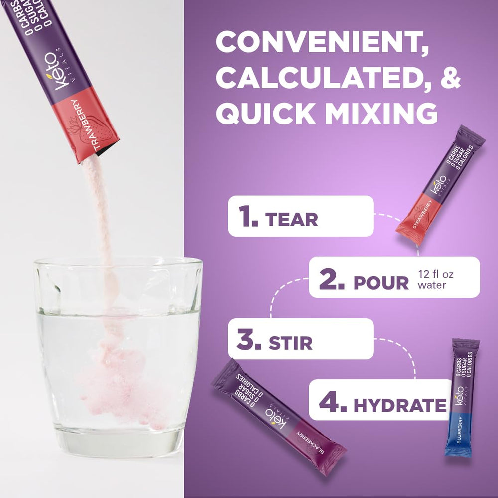 Keto Vitals zero carb formula stickpack 07 for keto-friendly hydration.