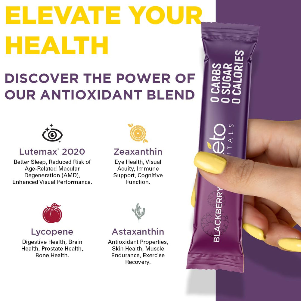 Keto Vitals assorted berry flavors stickpack 09 ideal for travel hydration.