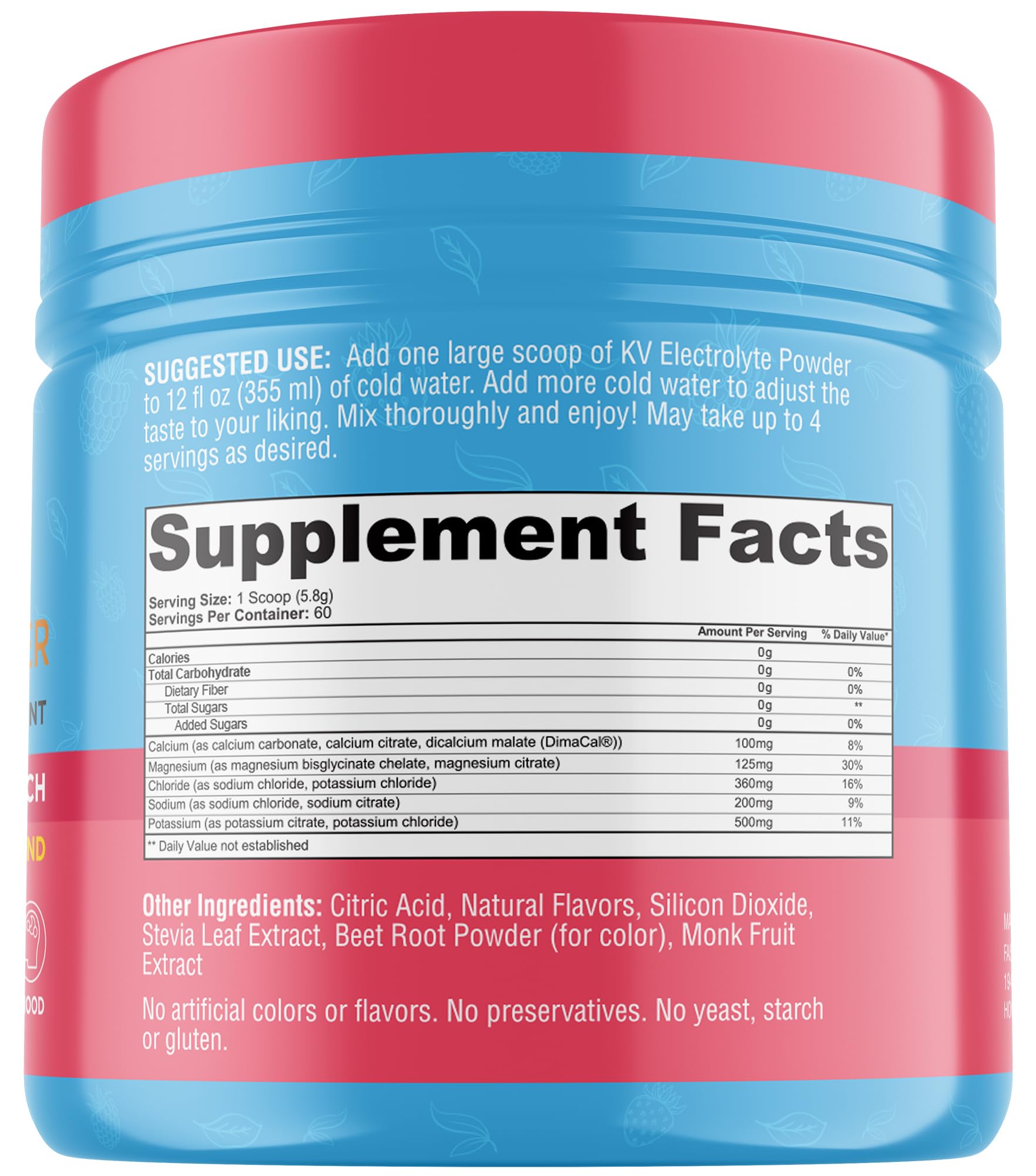 Keto Vitals electrolyte ingredient panel showing key minerals